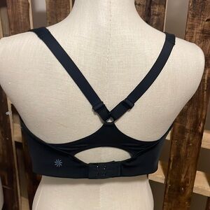 Athleta bra front zip black light padded intimate New Sz 32DD